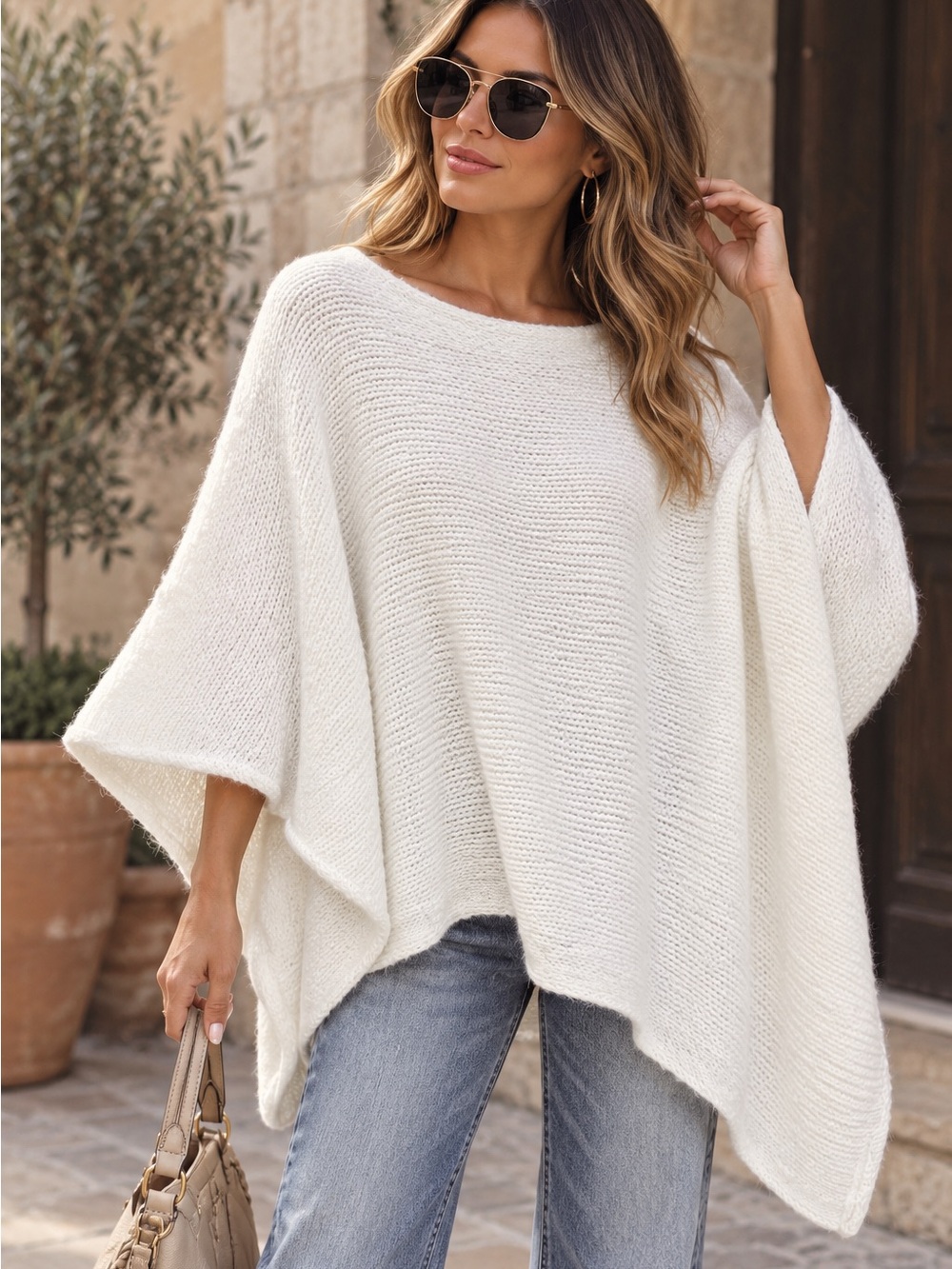 E89. From Italy đŽđš Knit Poncho Sweater